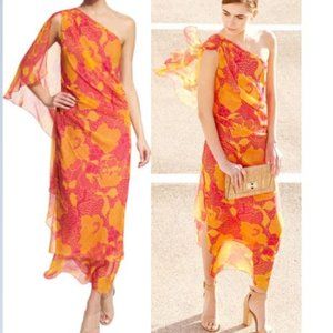 Stunning One-Shoulder Silk Chiffon Diane Von Furstenburg Nori Dress size 14 / 16